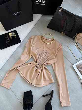 Жіночий повсякденний лонгслів із мікродайвінгу з малюнком Беж, 42/44 Одеса