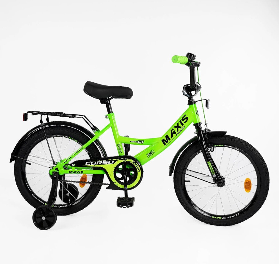 Велосипед 2-х колісний CORSO MAXIS 16 дюймів ручне гальмо додаткові колеса Салатовий (CL-16192) Чернігів - фото 3