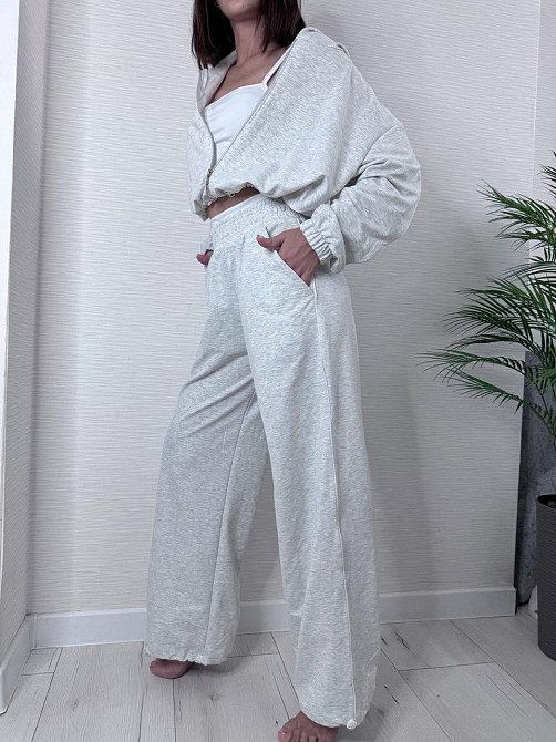 Женский прогулочный костюм тройка: кофта топ и штаны  двунить + микродайвинг Серый, 42/44 Одесса - изображение 7