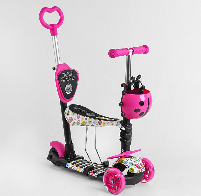 Самокат триколісний Best Scooter 5в1 з підсвічуванням коліс Рожевий (15800) Чернігів - фото 1