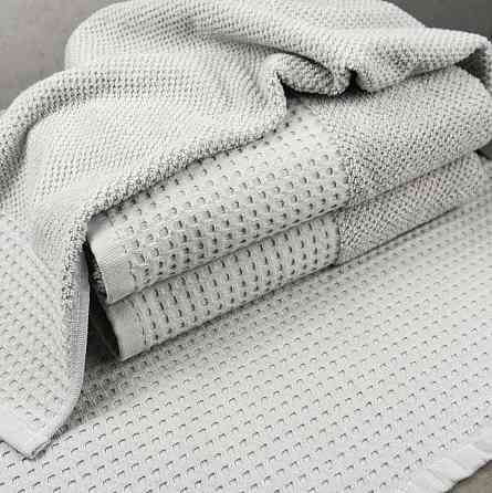 Банний рушник Вафельний Бордюр GM Textile 70х140см 500г/м2 (Попелястий) Суми