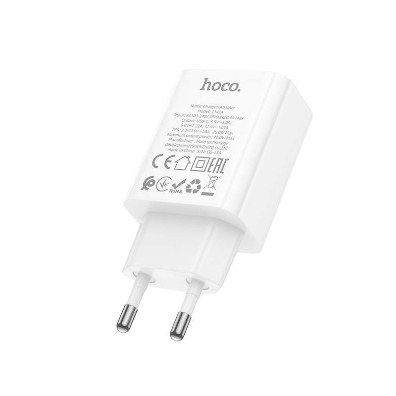 Сетевое зарядное устройство HOCO C143A Benefit single port PD20W charger White Одесса - изображение 7