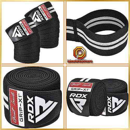 Бинты на колени RDX эластичные для приседаний и жима штанги фиксация суставов для спорта RDX GYM BLACK/WHITE Киев