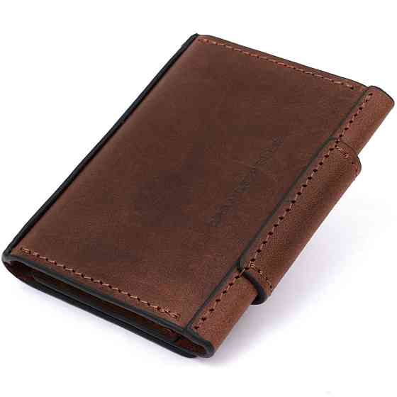 Чоловіча шкіряна візитниця Коричневий (GRANDE PELLE) Київ