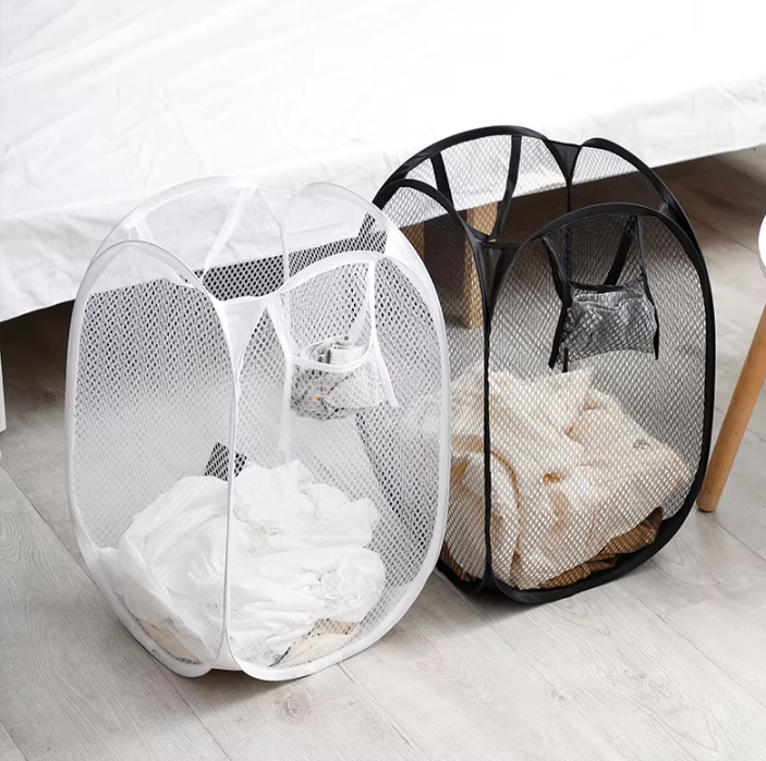 Корзина для белья,органайзер в ванную комнату для вещей складной,мешок-сетка для одежды черный 31х31х51 см Каменец-Подольский - изображение 6