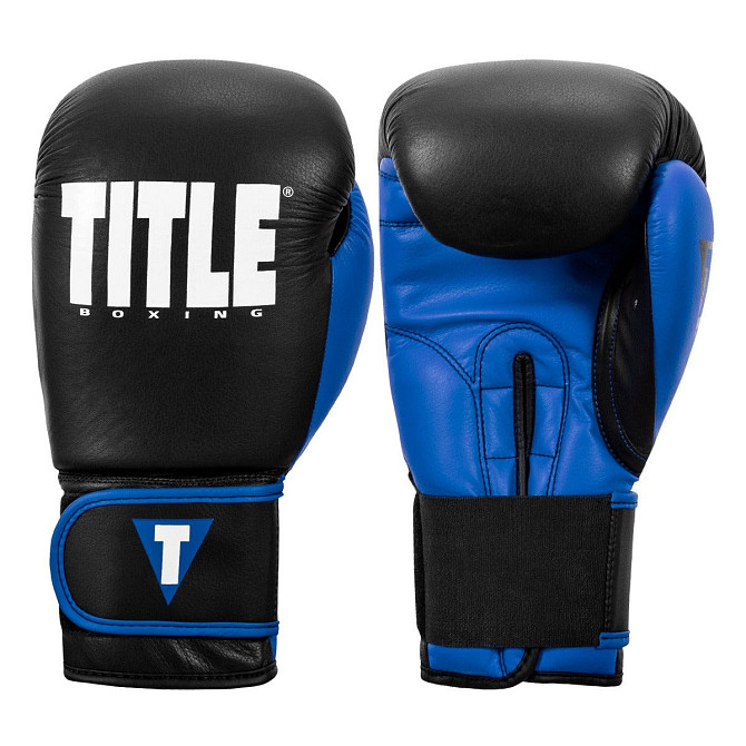 Боксерські рукавиці TITLE Boxing Dynamic Strike Black/Blue 14 oz (бинти 4м. у комплекті) Кам'янське - фото 5