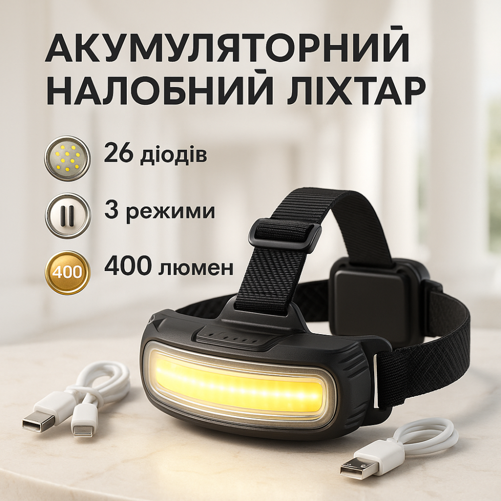 Ліхтарик налобний потужний XQ-T1C COB, Ліхтар на голову для туристів, Ліхтарик на лоб IN-83 Львів - фото 20