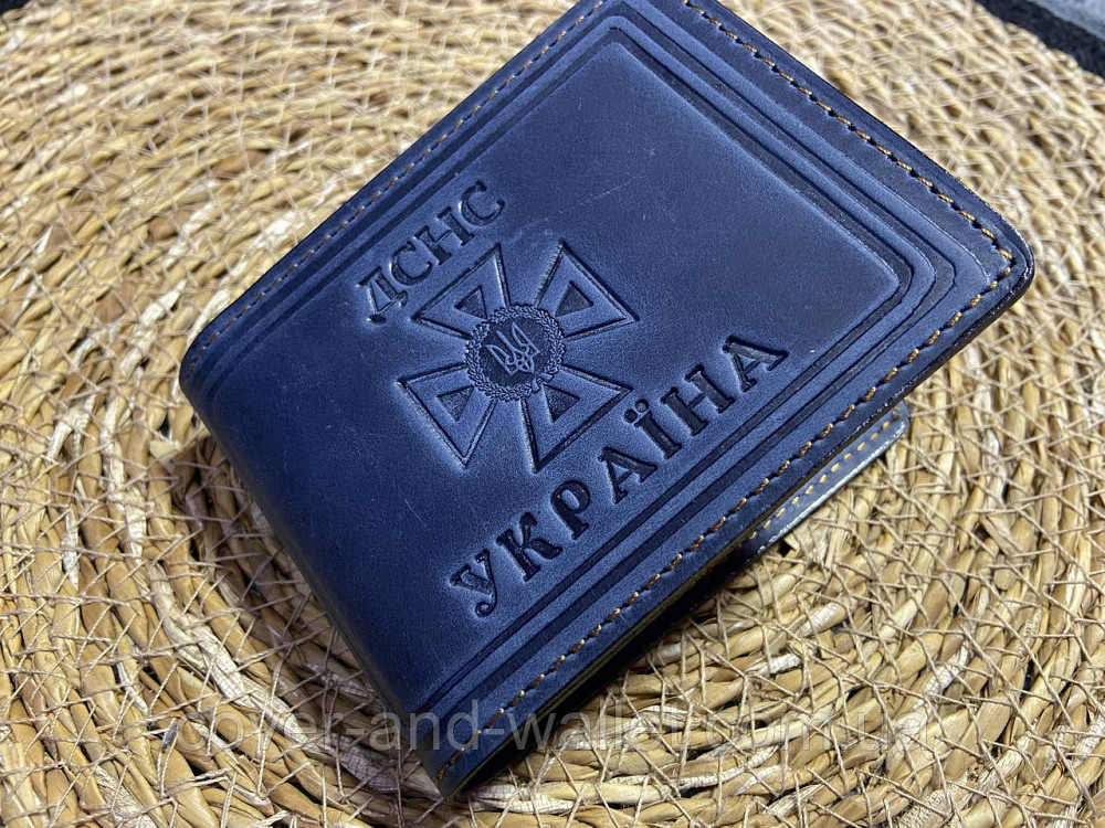 Кожаная обложка на удостоверение ДСНС с шевроном и карманом Киев - изображение 5