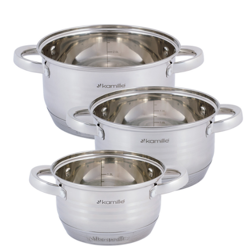 Набір каструль 6 предметів (каструлі 1,5/2/3л) нержавіюча сталь порожнисті ручки 4915 KAMILLE Житомир - фото 9