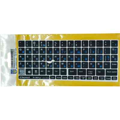 Наклейка на клавіатуру BestKey непрозора чорна, 76, синій (BKU13BLU/013) Вінниця