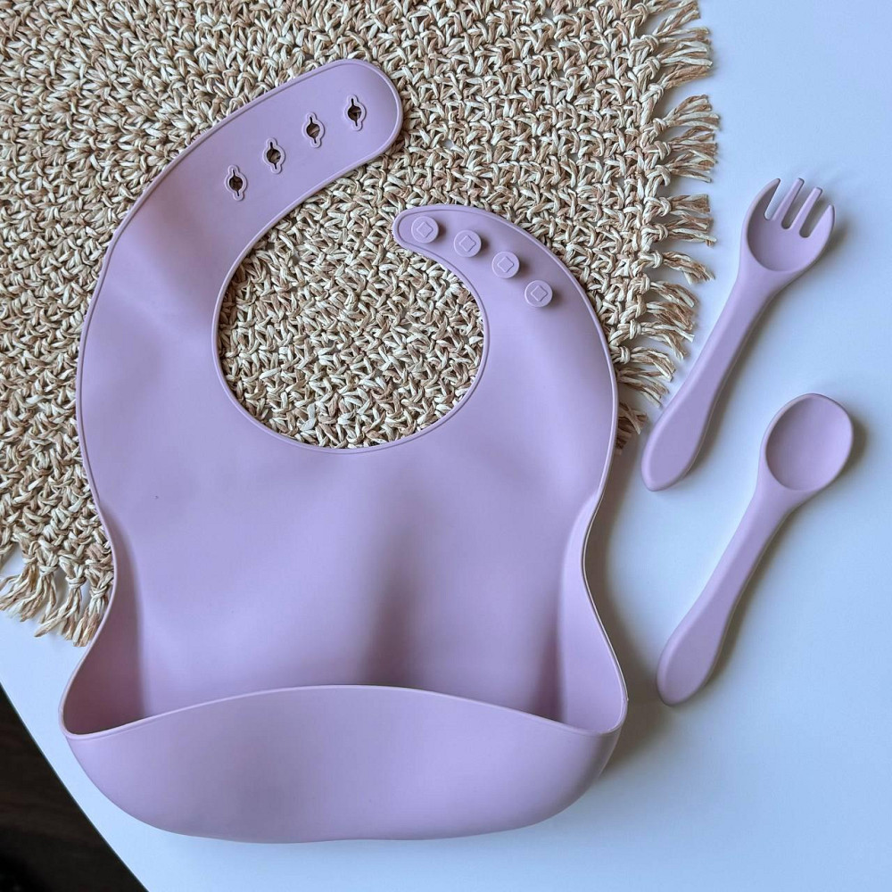 Детский набор силиконовой посуды для первого прикорма 9 предметов силиконовая посуда для девочки цвет розовый Киев - изображение 2