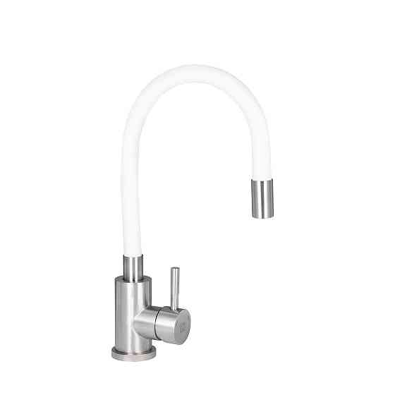Змішувач для кухні Lidz Aria 015F3 з гнучким виливом (k35) LDARI015F3WHI43362 White / Nickel Київ