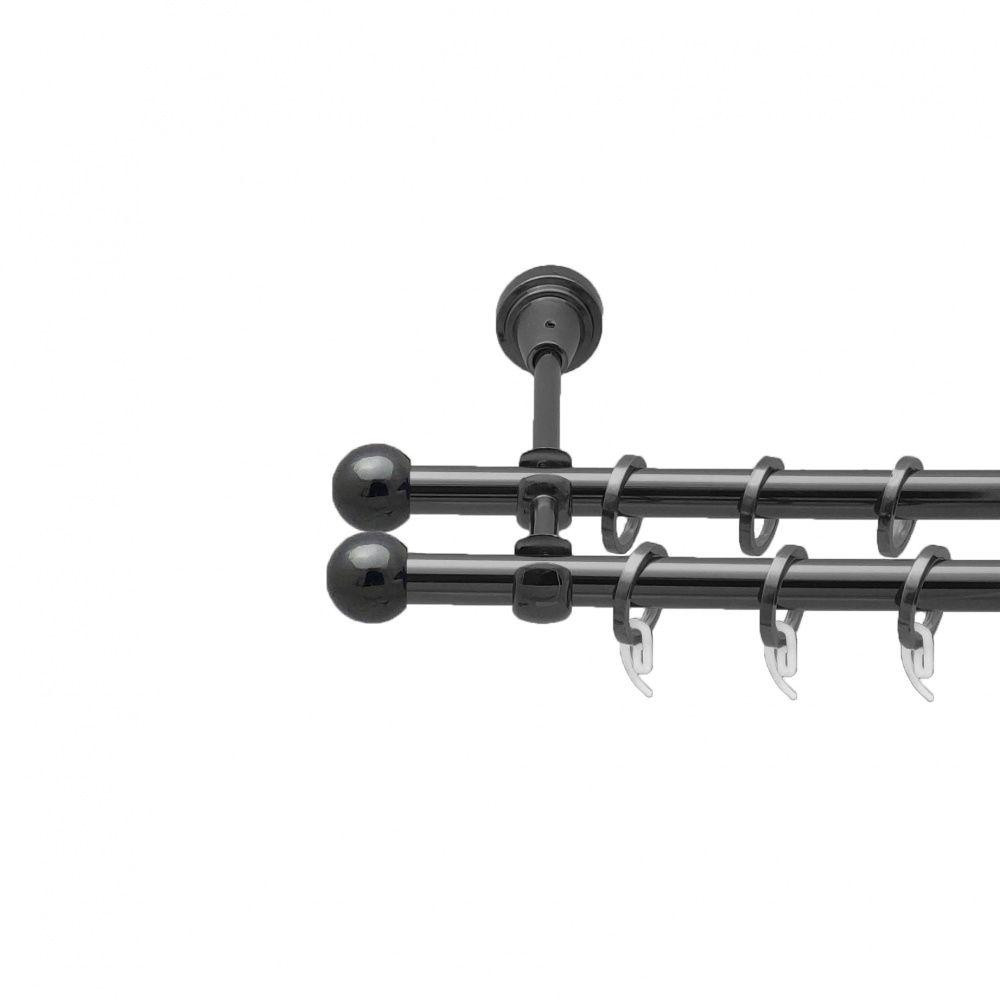 Карниз Orvit Куля Болонь металевий дворядний відкритий гладка труба кільце фасонне металеве  Онікс 16\16 мм Львов - изображение 1