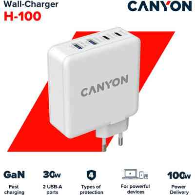 Зарядное устройство Canyon GAN 100W (CND-CHA100W01) Винница