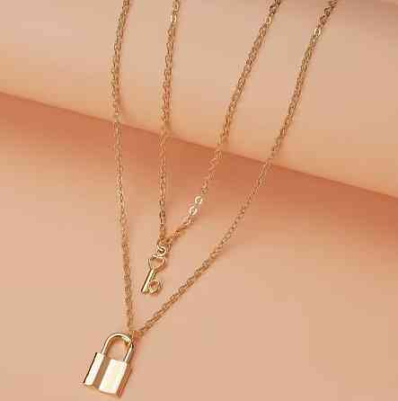 Парные кулоны замок и ключ золотистые подвески для влюбленных friendship necklace Киев