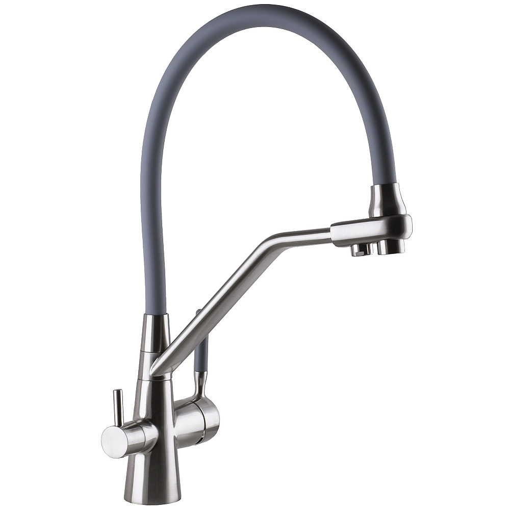 Змішувач для кухні під осмос Globus Lux GLLR-0800-08-02 гофрований  на гайці латунь,Сталь-Сірий Тернопіль - фото 4