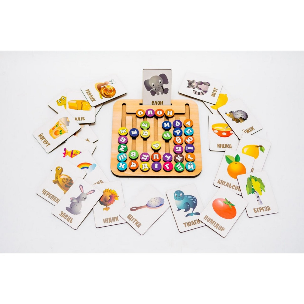 Дерев’яна іграшка монтессорі "Абетка лабіринт" Puz-72859, 25 карт 35 букв Вінниця - фото 3