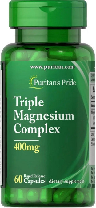 Магній оксид аспартат и цитрат Puritan's Pride Triple Magnesium Complex 400 мг 60 капс Київ - фото 1