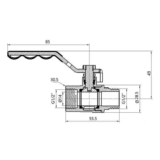 Кран кульовий Thermo Alliance Base 1/2" ВН для газу (важіль) SD605G15 Київ