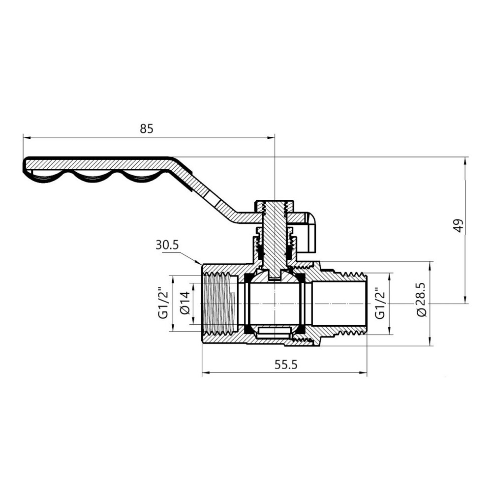 Кран кульовий Thermo Alliance Base 1/2" ВН для газу (важіль) SD605G15 Київ - фото 2