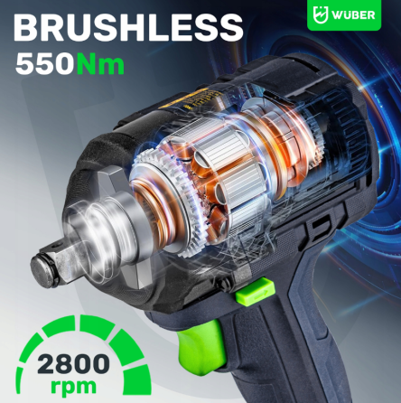 Гайковерт акумуляторний ударний 1/2'' 550Нм Wuber (Польща) Київ