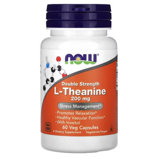 Амінокислота Теанін NOW THEANINE 200 MG 60 vcaps Луцьк - фото 1