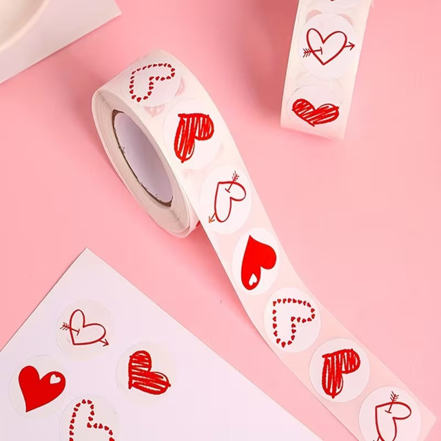 Набір червоних наліпок із серцями – 500 шт, 4 дизайни Київ - фото 5