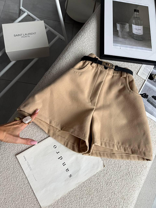 Женские базовые повседневные шорты турецкий кашемир Бежевий, 42 Одесса - изображение 3