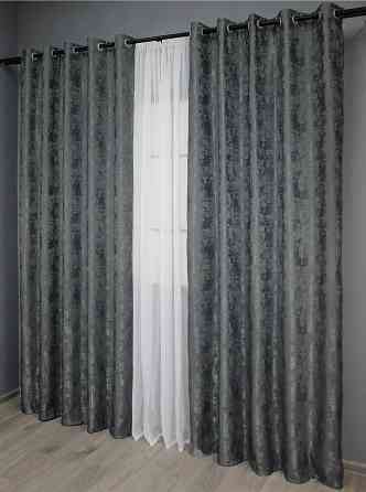 Комплект штор на люверсах VR-Textil Жакард Sultan XO № 1123ш 150х250 см 2 шт Графітовий (37-0027) Київ