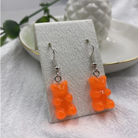 Сережки мишки, оранжевые - размер 1,6*1см, смола Киев - изображение 1