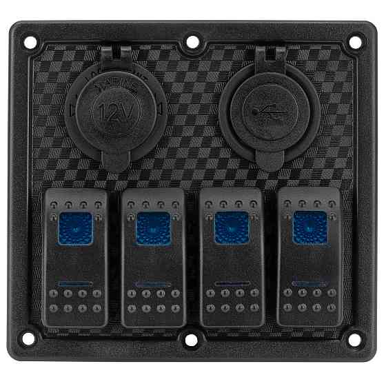 Панель на 4 переключателя автомат 70х110мм + прикуриватель и двойной USB порт HF60-324B Киев