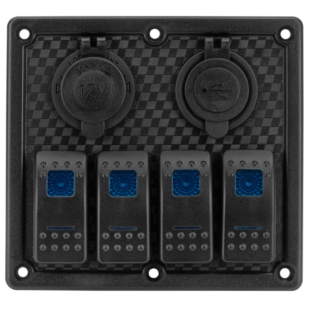 Панель на 4 переключателя автомат 70х110мм + прикуриватель и двойной USB порт HF60-324B Киев - изображение 1