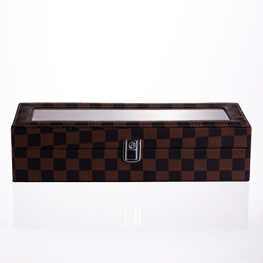 Скринька для годинників з екошкіри 6 відділень 31×11×7,5 см Коричневий Yiwu HP-5-14S Київ - фото 6