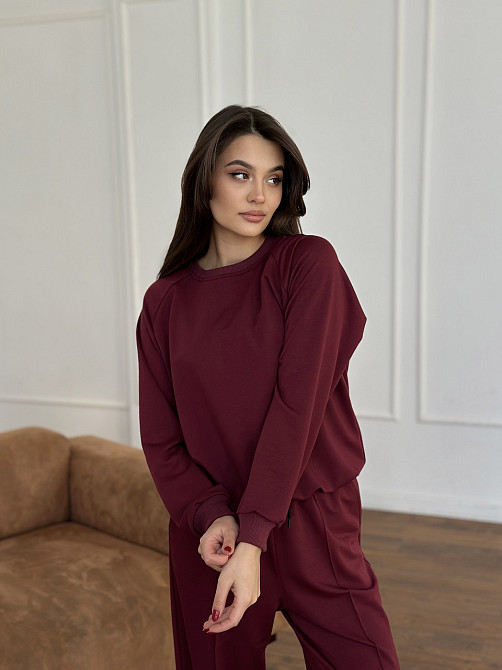 Жіночий спортивний костюм із широкими штанами Бордовий XS/S Харків - фото 6