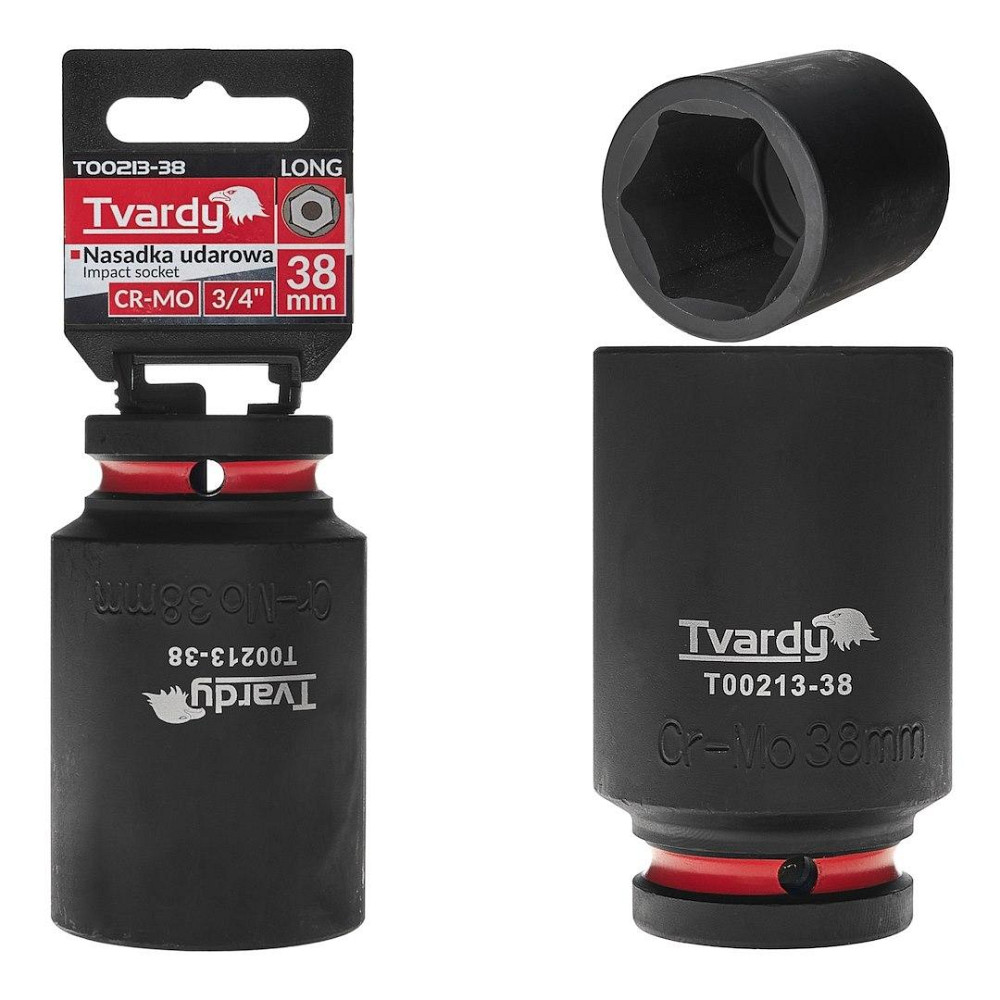 Головка ударна "Tvardy" з хром-молібденової сталі (Cr-Mo)  3/4"  6-гранна довга 38 мм Киев - изображение 2