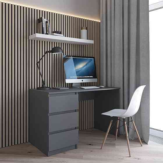 Компьютерный стол VAYS R-13 Антрацит, письменный с тумбой слева, 3 ящика, без ручек, ЛДСП, 120×60×75 см - для дома и офиса Львов