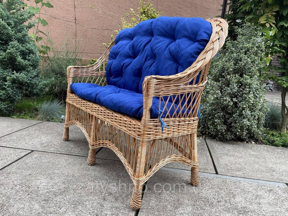 Диван плетеный из лозы с синей накидкой Киев - изображение 9
