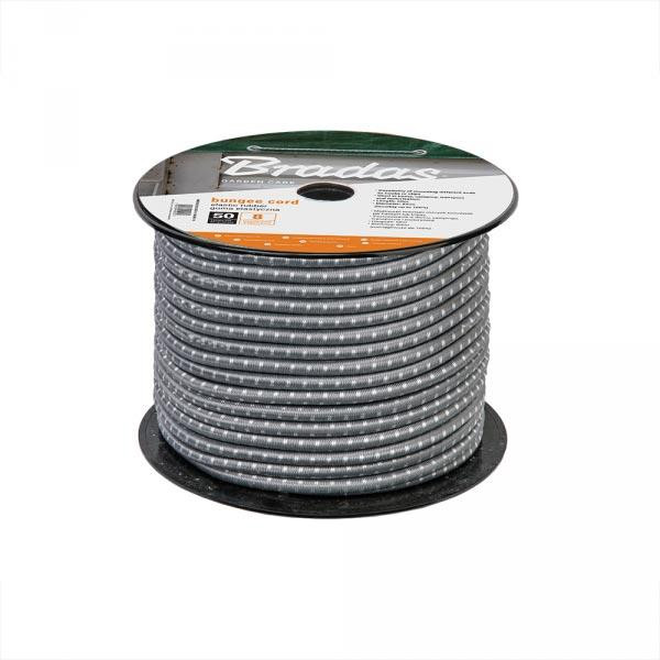 Шнур еластичний гумовий 0,8см x 50м сірий BUNGEE CORD HOOK, BCDIY-0850GY-R Київ - фото 1