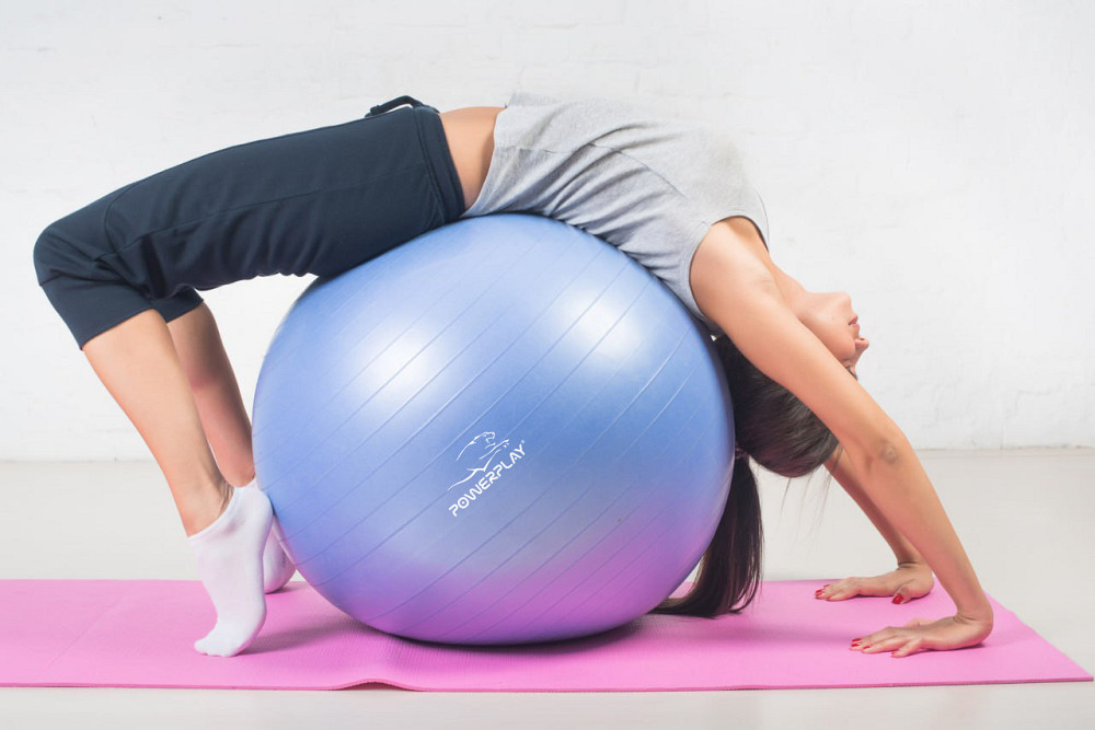 М'яч для фітнесу (фітбол) PowerPlay 4001 Ø65 cm Gymball Синій + помпа Кам'янське - фото 9