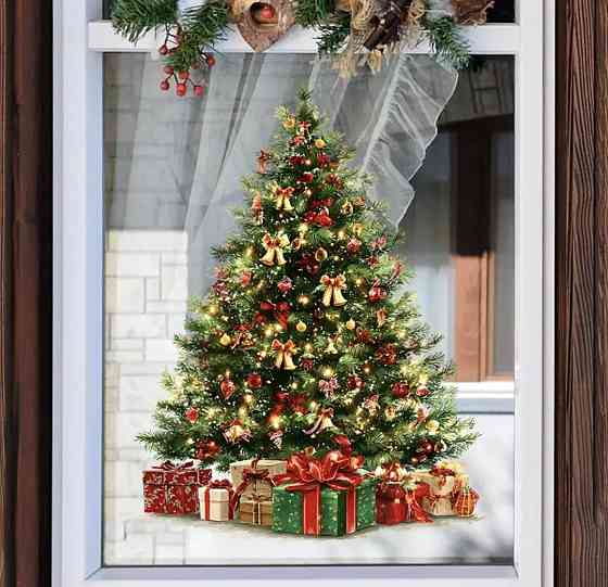 Новорічна наліпка на скло двостороння 