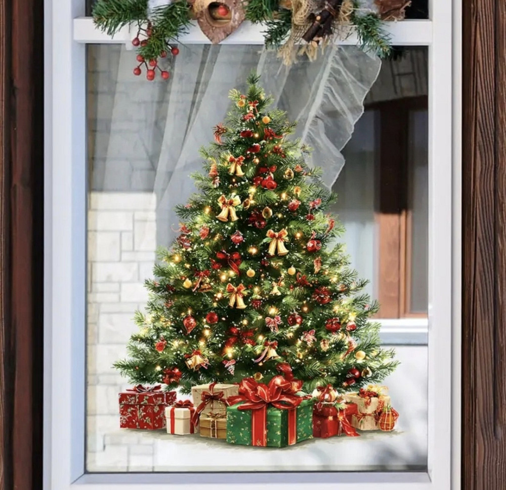 Новорічна наліпка на скло двостороння 