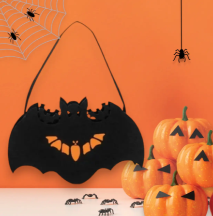 Сумка для конфет на хэллоуин Летучая мышь 17 на 9 см черно-оранжевый Киев