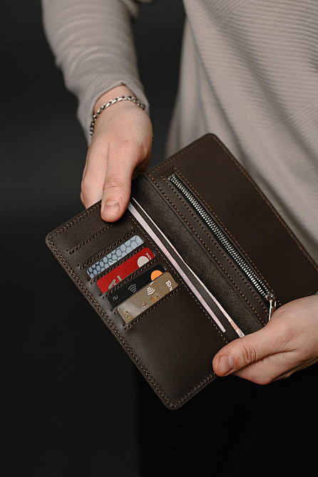 Чоловіче портмоне із натуральної гладкої шкіри SR005 (Коричневий) Суми - фото 7