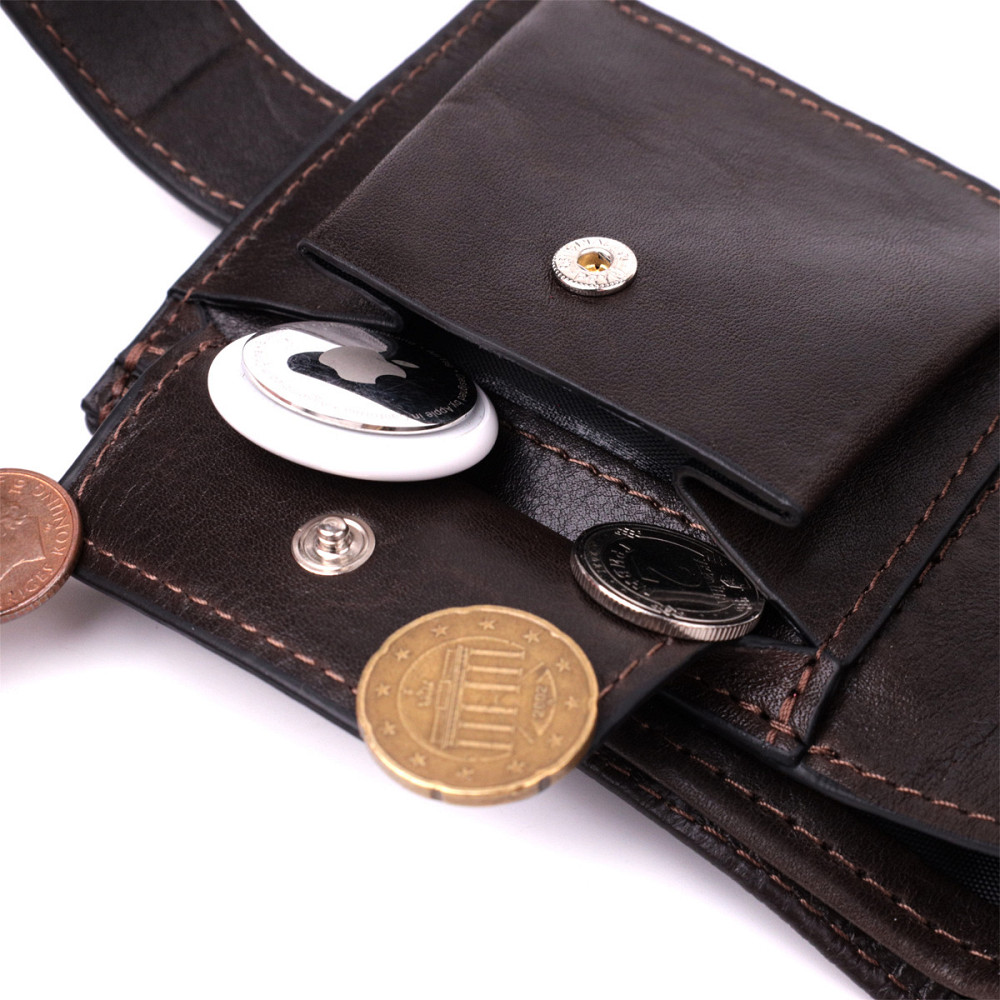 Практичне портмоне з люксової зернистої шкіри флотар Коричневий (GRANDE PELLE) Київ - фото 3