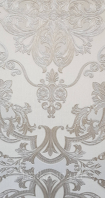 Шпалери вінілові на флізеліні AdaWall Seyyah 1.06х10 вензелю квіти фігури структурні сріблясті на білому Київ - фото 2