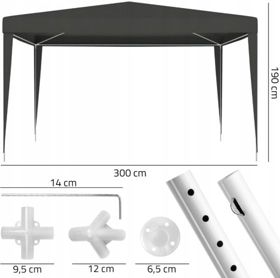 Павільйон садовий MalTec 3×3×1,9м GRAY (Польща) Київ