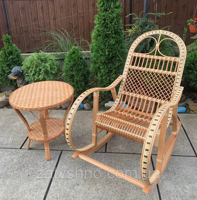 Комплект плетених меблів, крісло-гойдалка, столик Київ - фото 4
