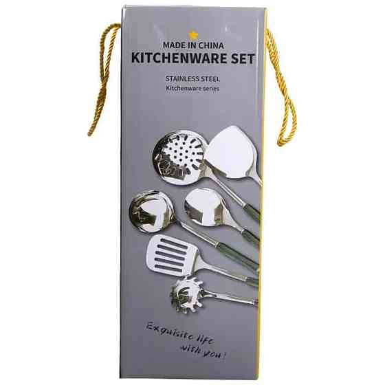 Набір кухонного приладдя на підставці 7 предметів кухонні аксесуари на підставці Білий із сріблястим HP-20-70 Коломия