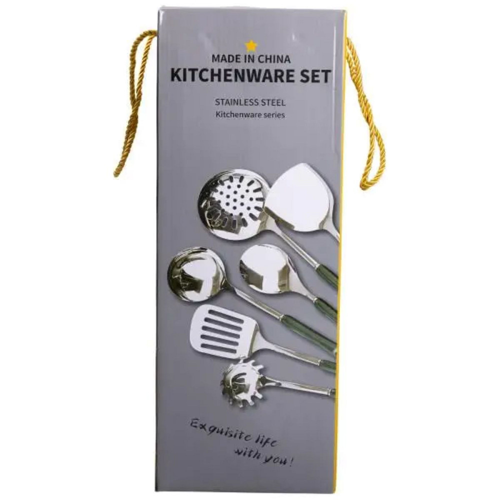 Набір кухонного приладдя на підставці 7 предметів кухонні аксесуари на підставці Білий із сріблястим HP-20-70 Коломия - фото 5