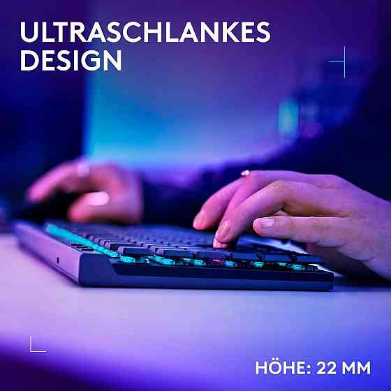 Бездротова ігрова клавіатура Logitech G G515 з RGB-підсвіткою, низькопрофільна механічна з лінійними перемикачами, QWERTZ чорна Київ